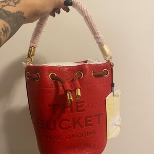 Marc Jacobs Red Shoulder Bag with Gold Hardware